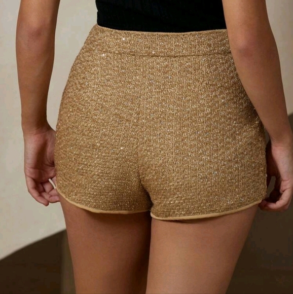 Women's Simple Casual Front Button Sequin Decorated Shorts  - Picture 2 of 5